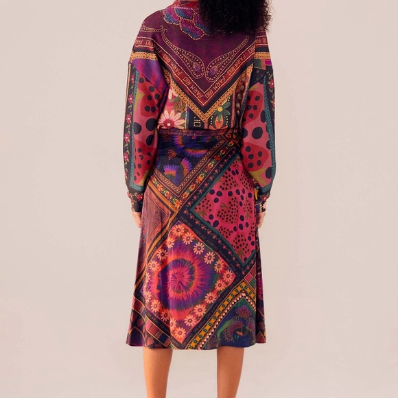 Farm Rio Mixed Scarves MIDI Skirt - Picture 3 of 10